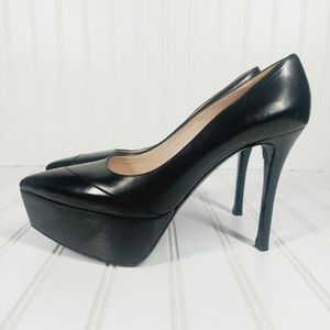 Miu Miu Black Leather Heels Platform Pumps D674